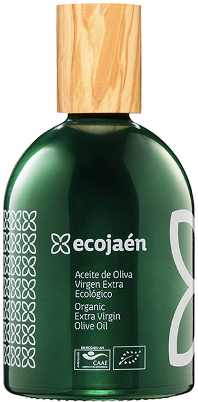 Ecojaén huile d'olive vierge extra bio, bouchon en bois d'olivier, bouteille 500 ml