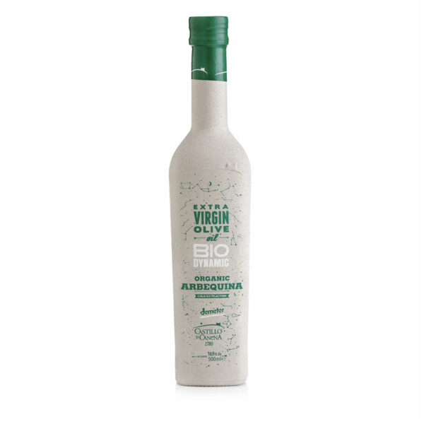 Botella aceite biodinámico arbequina 500ml aceite castillo de canena