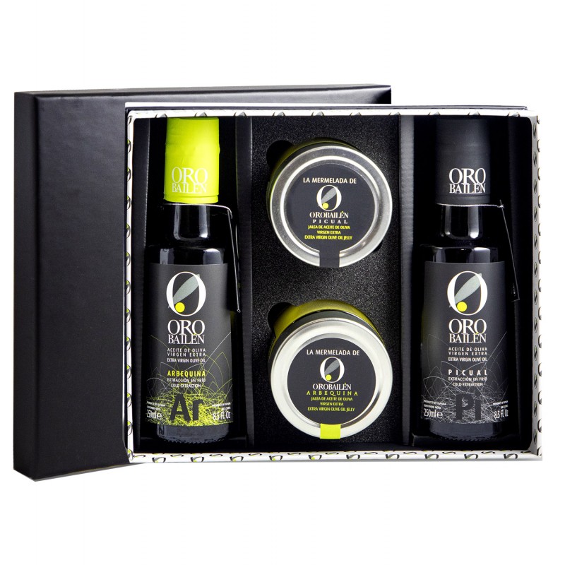 estuche regalo aove oro bailen 2 botellas 2 mermeladas