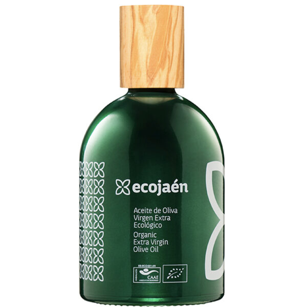 Botella AOVE Tapón Madera de Olivo 500ml Ecojaen